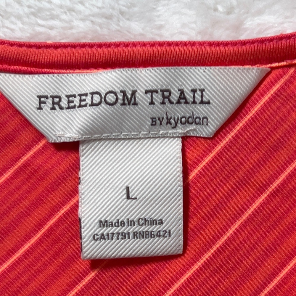 Freedom Trail V-Neck Short Sleeve Dress Women L Red Striped Activewear Athletic - Picture 3 of 11